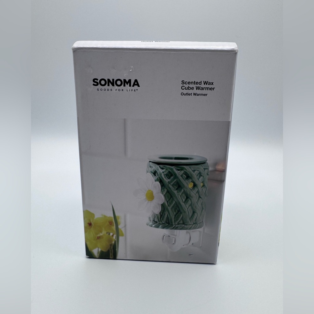 Sonoma Green and White Daisy Wax Cube Warmer - Picture 1 of 4